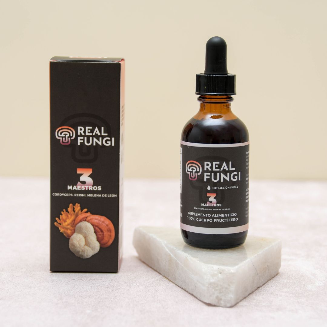 GetMe by Ola - Extracto de Tres Maestros: Cordyceps, Reishi y Melena de León 50 ml Real Fungi