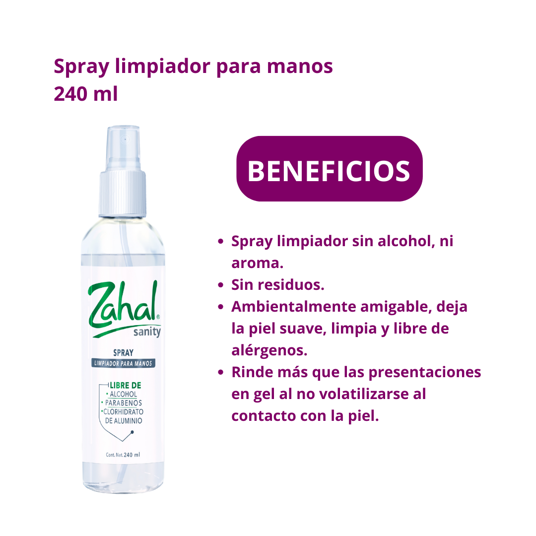 GetMe by Ola - Spray Limpiador de Manos 240ml Zahal