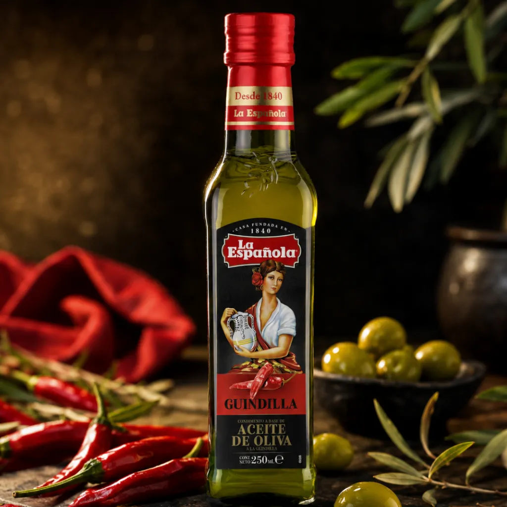 AC-16 Aceite de Oliva Virgen Extra esencia de guindilla 250 ml — La Española (1080 x 1080 px) (3).webp