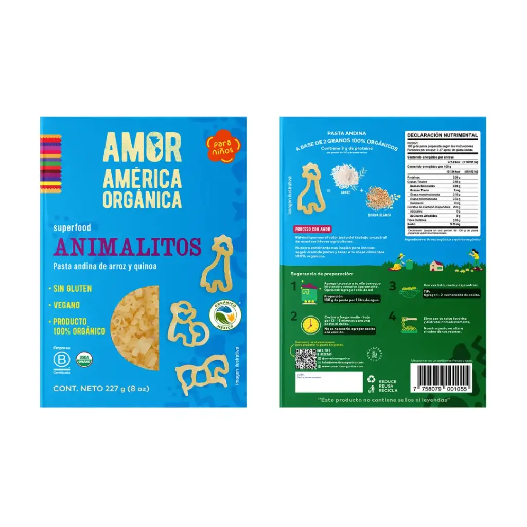 [AO-01] Pasta Orgánica Animalitos de Arroz y Quinoa 227g 