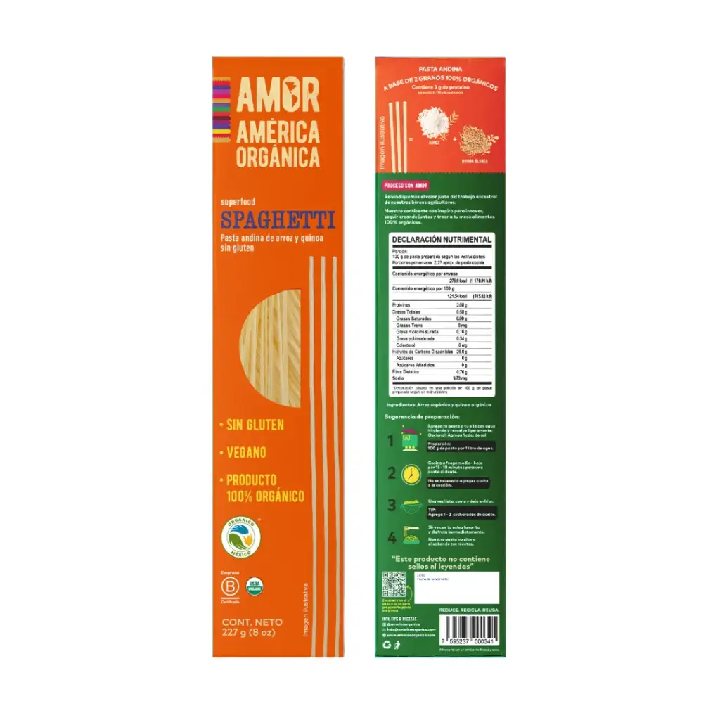 [AO-03] Pasta Orgánica Spaghetti de Arroz y Quinoa 227g 