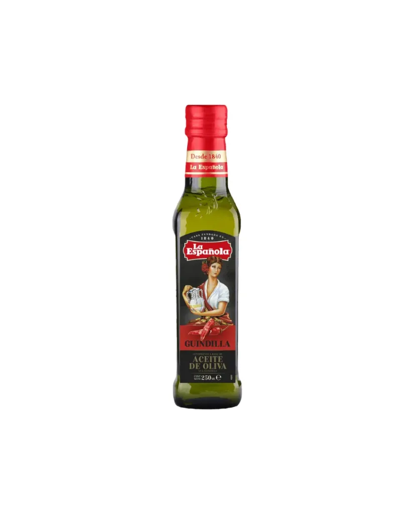 Aceite de oliva virgen extra con esencia Guidilla en botella de cristal de 250 ml, La Española